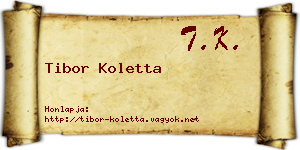 Tibor Koletta névjegykártya